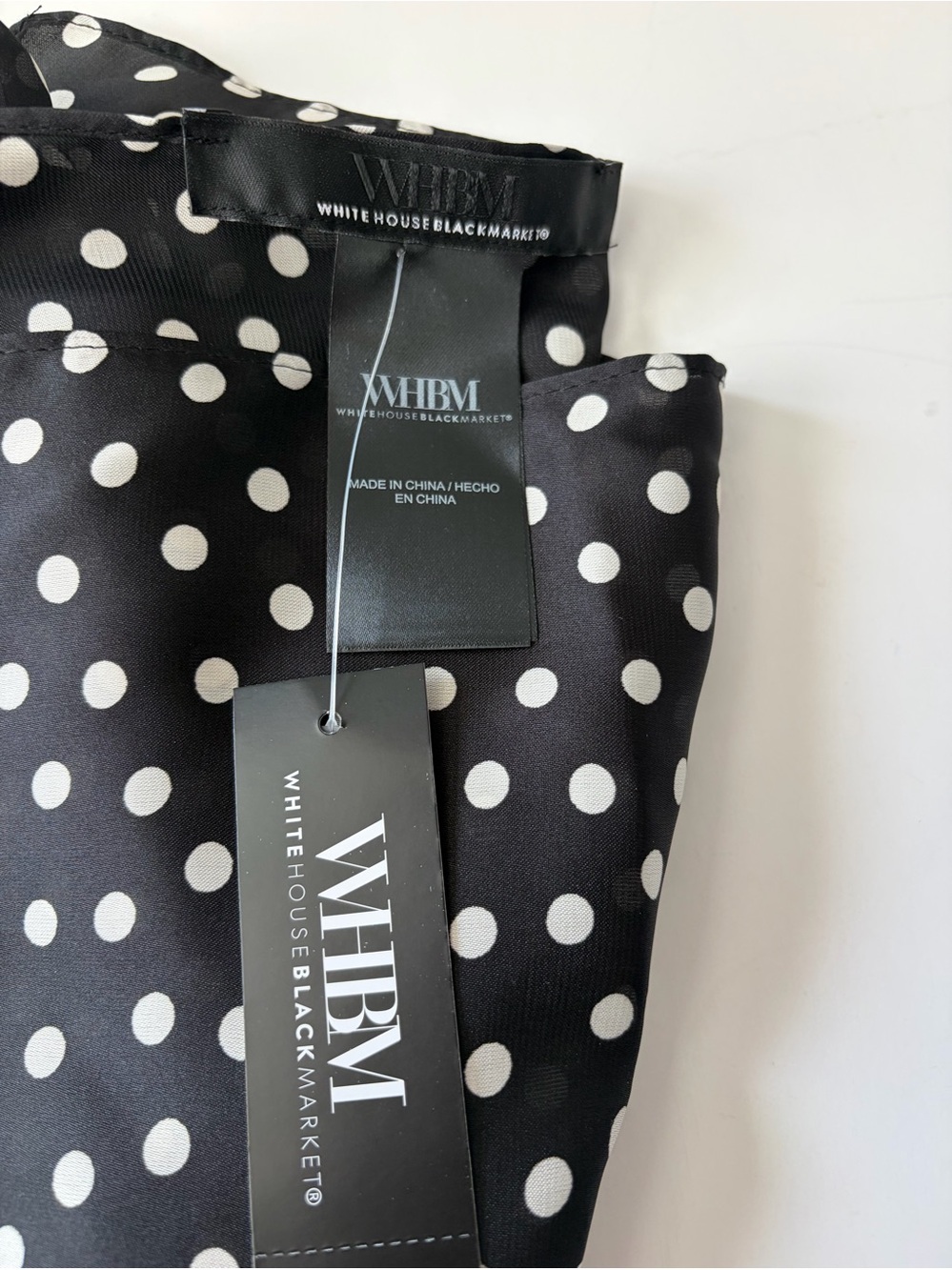 White House Black Market black‎ polka dot scarf NWT - Picture 2 of 5